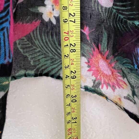 Women Sheer Flamingo Print Kimono Wrap Cover Up OS Open Front Summer Resortwear - Picture 9 of 10